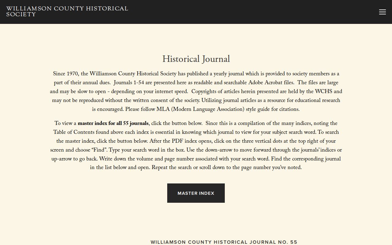 Franklin city directory research lead in the Williamson County Historical Society journal archive