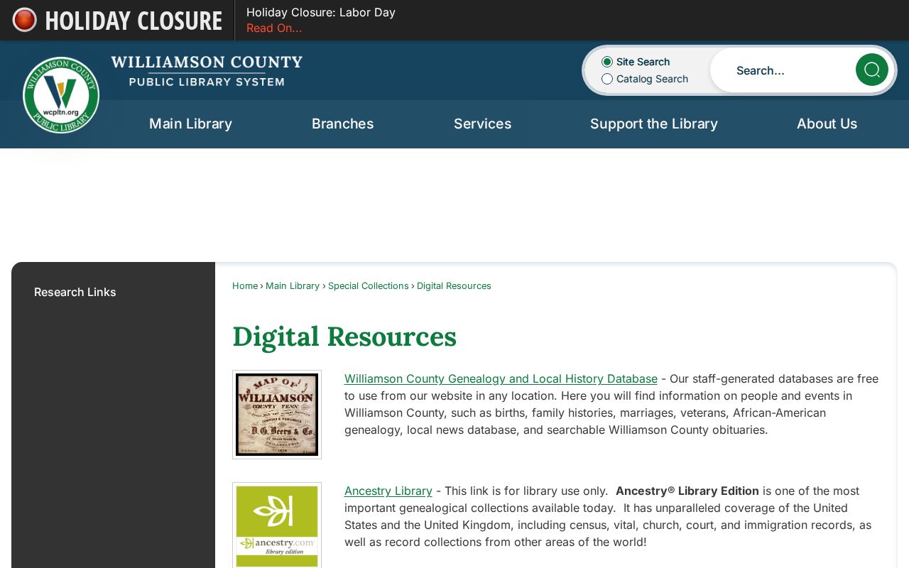 Franklin neighbors research through Williamson County Library digital resources
