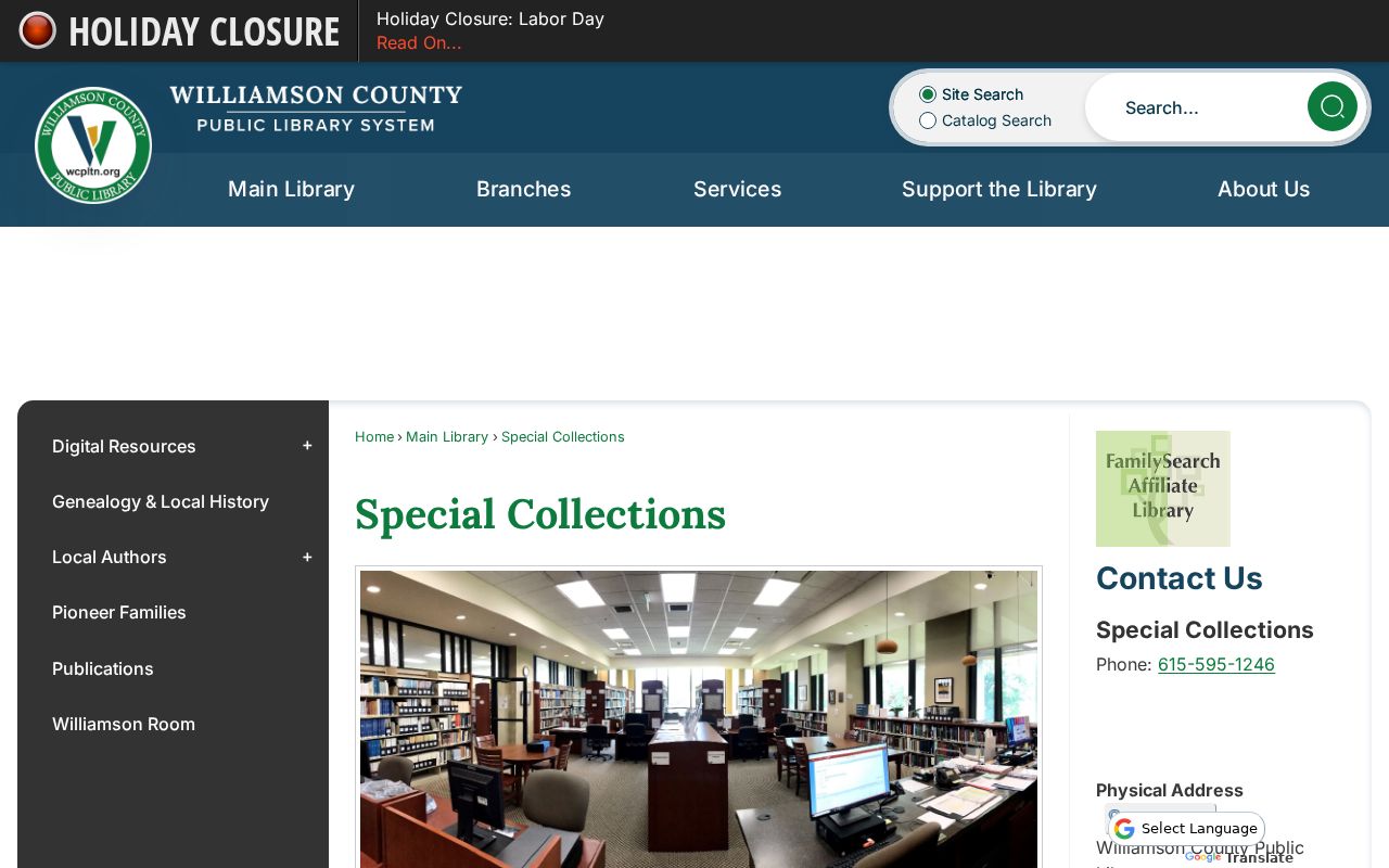 Franklin city directory Special Collections listing at Williamson County Public Library